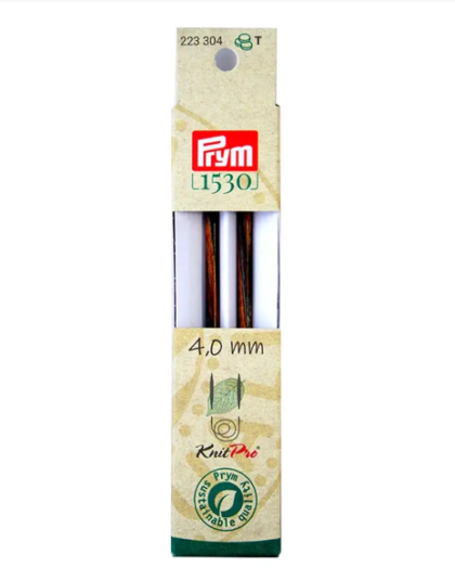 Scatola contnenete una coppia di punte di legno prym per ferri circolari